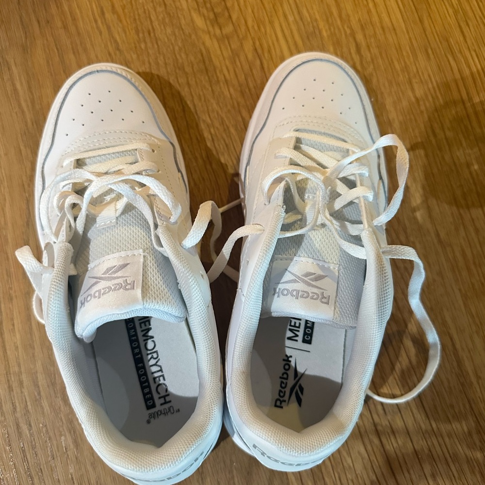 Reebok Kids White Sneakers with Gray Accents